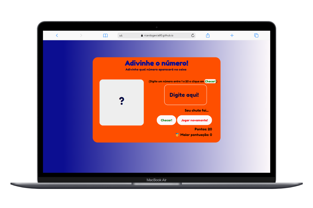 Imagem site jogo adivinhar numero