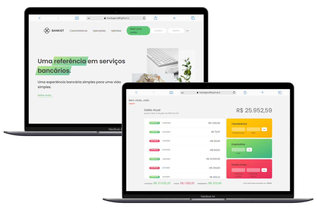 Imagens do site Bankist