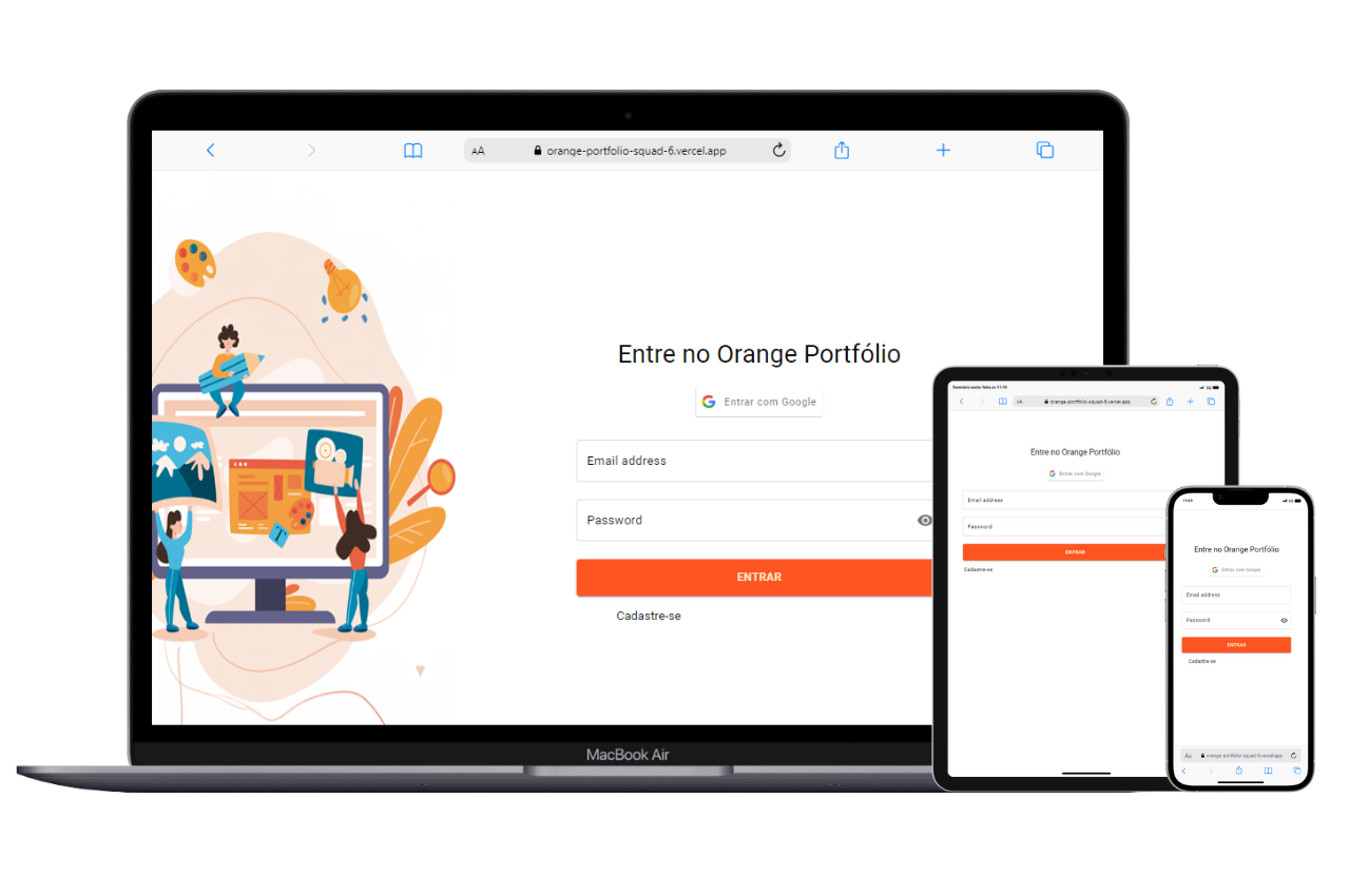 Tela inicial do Orange Portfolio